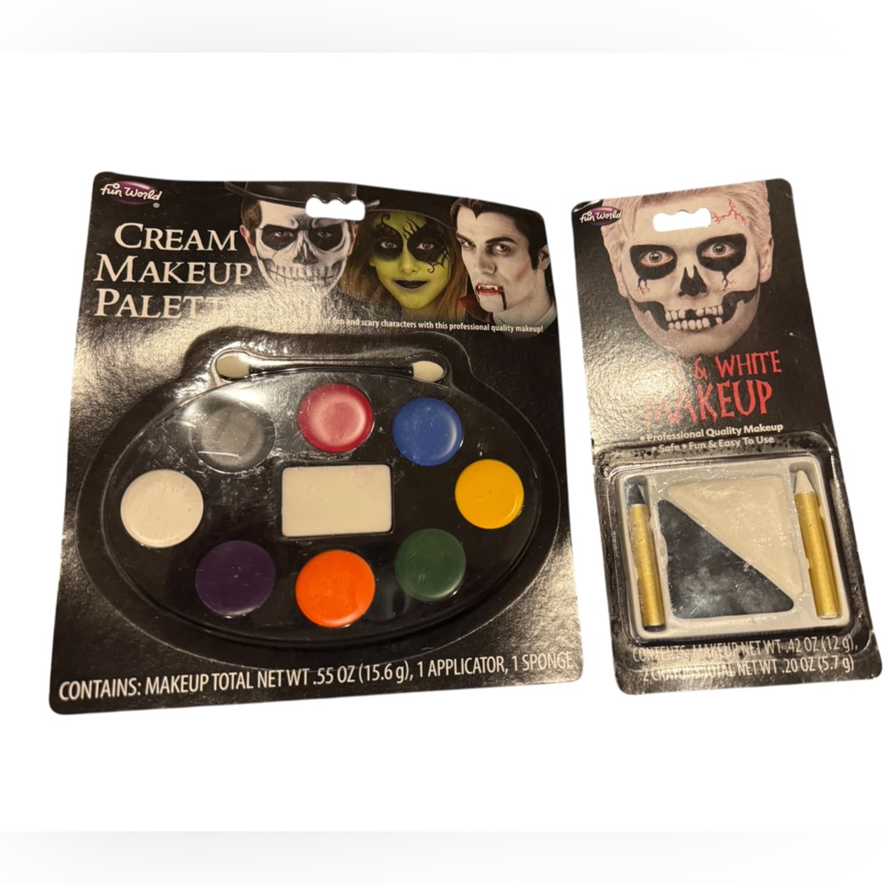 New Fun World Bundle 2 Cream‎ Makeup Palettes Halloween Skeleton Vampire Dracula